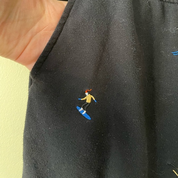 Lou and Grey for LOFT medium joggers ski themed, tie/elastic waist black - Picture 4 of 7